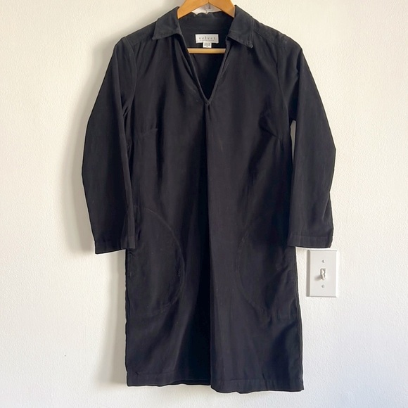 Velvet Gram & Spencer Lana Corduroy Shirt Dress Long Sleeves Mini Black - Picture 6 of 14